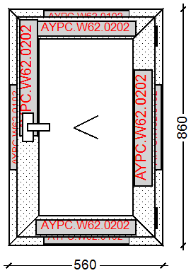 Alt W62:Окно распашное, Alt W62, Stublina, 860х560, Серый 9006, Серый 9006