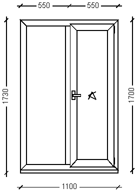 IVAPER GRAU 62: Окно, Ivaper 62 мм (В), Vorne, 1700х1100, Белый, Белый